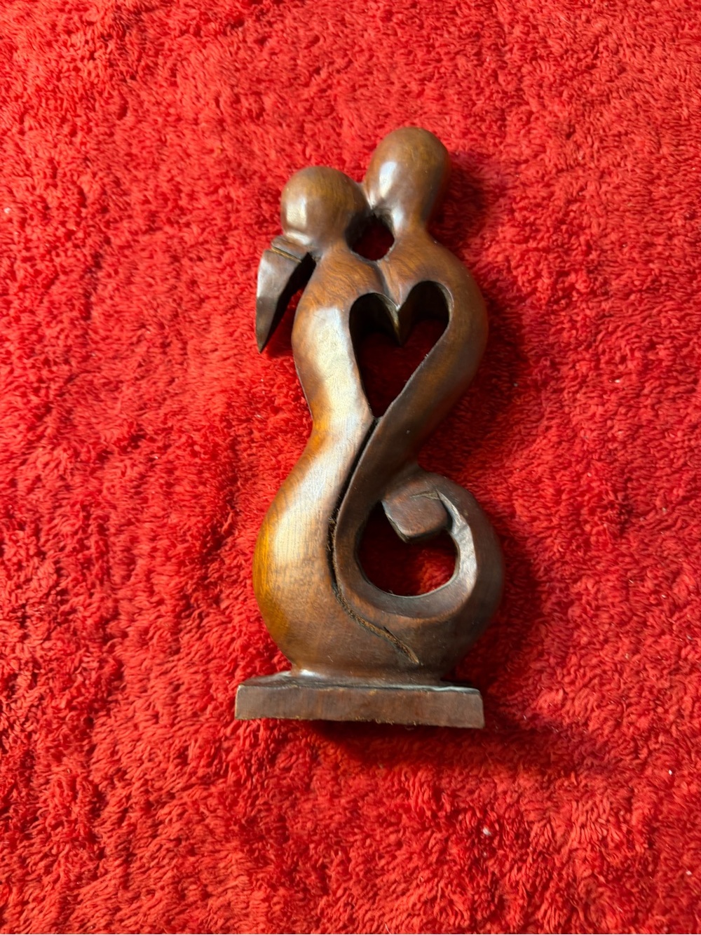 Hand-Carved Wooden Heart Sculpture - Brown Wall Decor